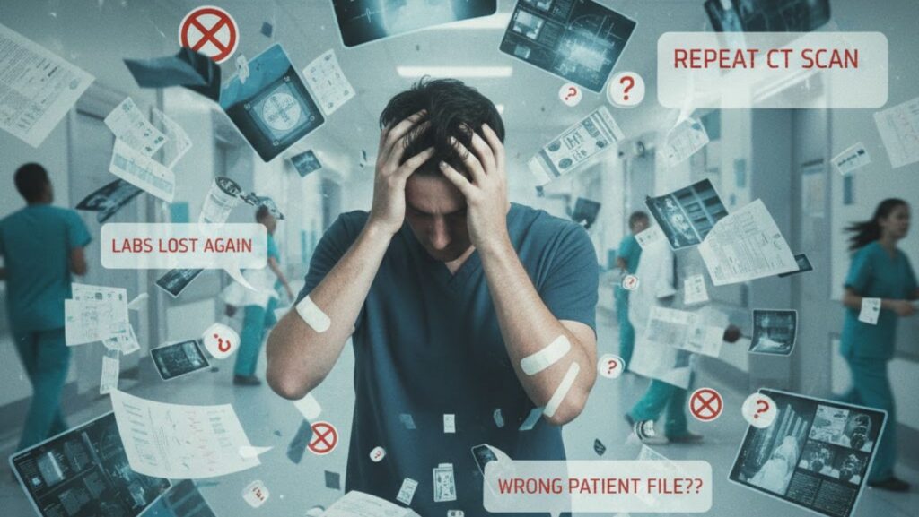 Repeated diagnostic tests due to miscommunication
